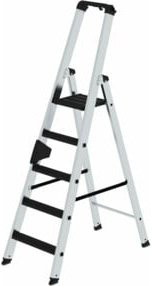 MUNK Aluminium Stehleiter Clip-Step R13 einseitig, Silber, 5 Stufen, Tragkraft 250 kg - Bild 1