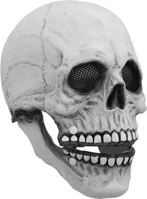 Wosawe Totenkopfmaske Halloween, Skelettmaske, Grau, Gummi - Bild 1