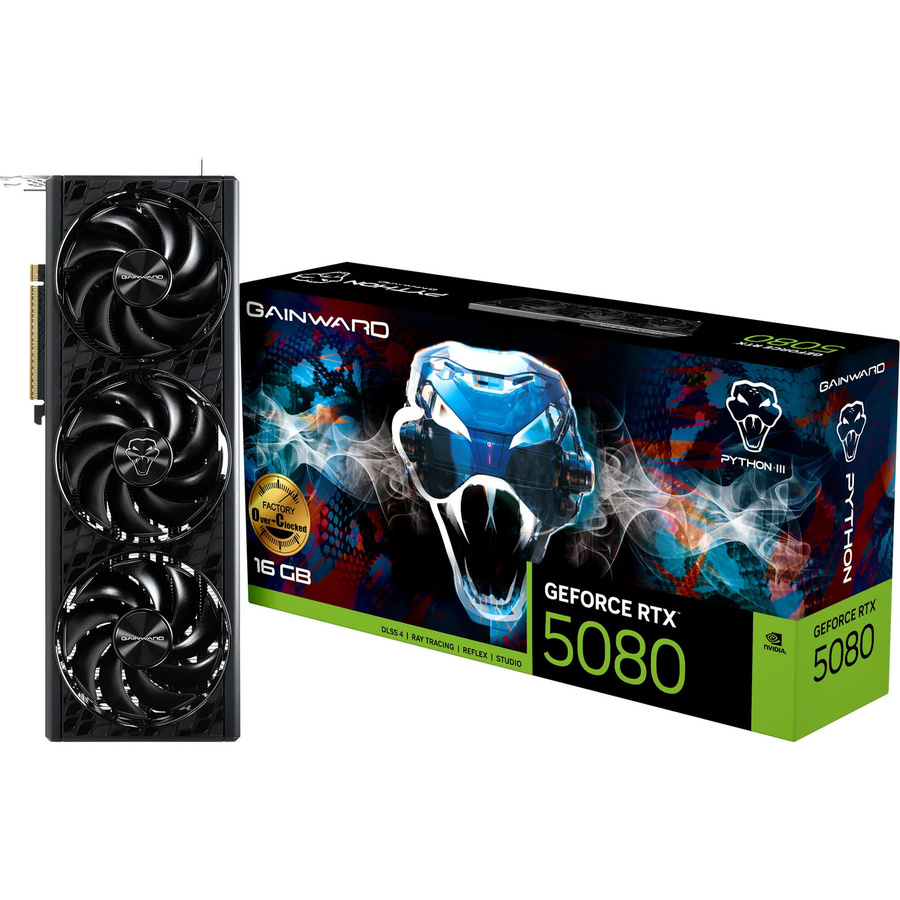 Gainward GeForce RTX 5080 Python III OC Grafikkarte Schwarz mit DisplayPort und HDMI - Bild 1