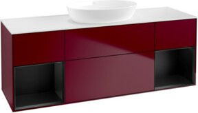 V&B Waschtischunterschrank Finion mit Wandbeleuchtung, Farbe Weiß und Blau lackiert, Breite: 160 cm - Bild 1