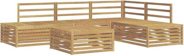 vidaXL Outdoor-Sofagarnitur aus Akazienholz, 6-teiliges Set, Weiß, Modernes Design mit Armlehnen - Bild 1
