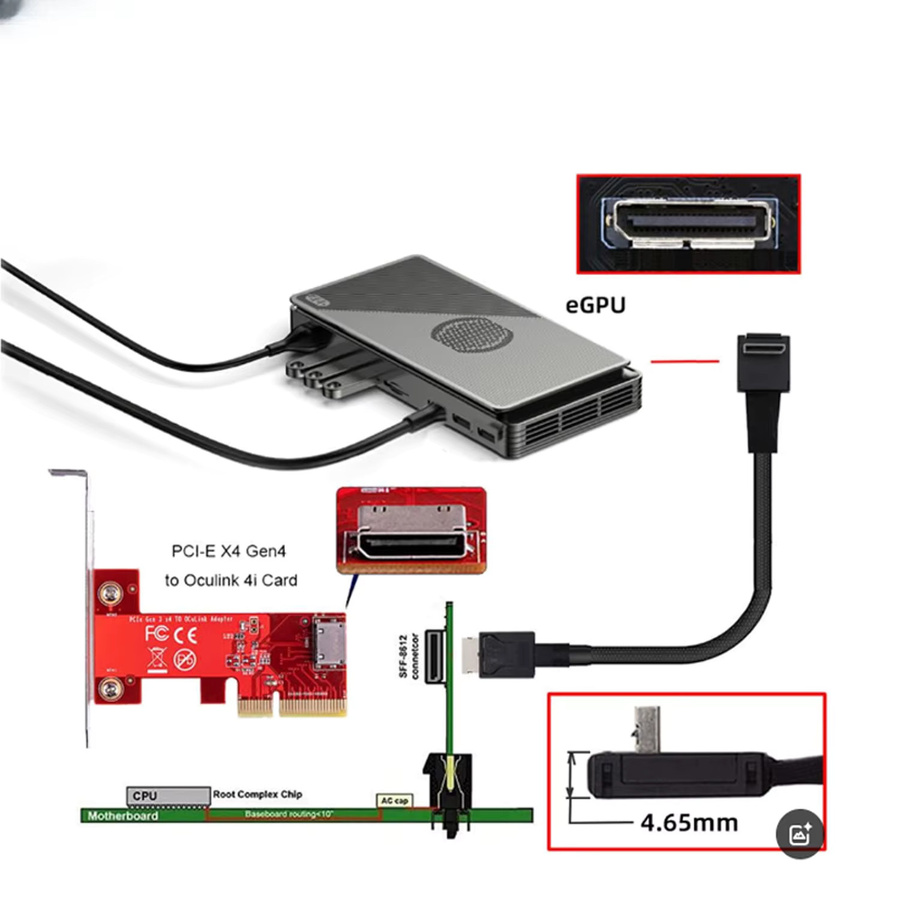 OcuLink PCIe SFF-8611 4i 42P auf OcuLink SFF-8611 4I 90 Grad SSD-Datenkabel in Schwarz - Bild 4
