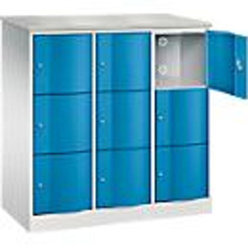C+P Schließfachschrank Resisto mit 3 Abteilen und 9 Fächern, Farbe: Lichtgrau/Lichtblau, B/T/H: 114,8 x 54,0 x 125,5 cm - Bild 2