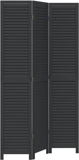 vidaXL 3-teiliger Paravent aus Paulownia-Massivholz in Schwarz, B/H: 200 x 110 cm - Bild 1