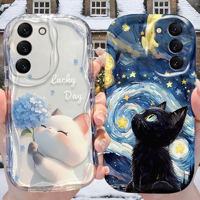 Starry Sky Cat Handyhülle für Samsung Galaxy S25 S24 S23 S22 S21 S20 Ultra Plus FE A73 A72 A71 A56 A55 A54 A52 A51 in Multicolour - Bild 1
