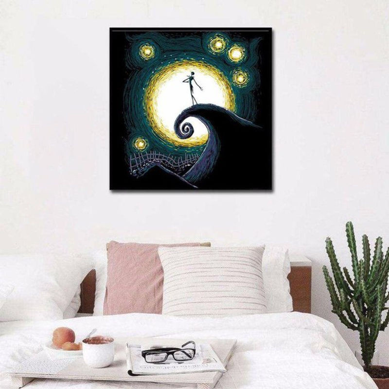 FIYO Diamond Painting Set Abstrakt Totenkopf und Mond in Schwarz, B/H: 30 x 30 cm - Bild 1