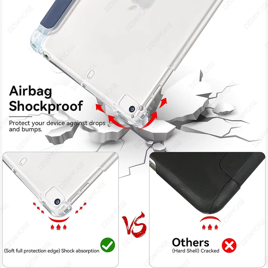 DZSWYCASE Schutzhülle für iPad Mini 5 und 4 Generation 7,9 Zoll mit Stylus-Halterung, transparent mattiertes TPU, Schwarz - Bild 3