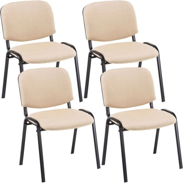 4er Set DELUKE Besucherstühle ZAGREB in Creme mit Stoffbezug, B/T/H: 53 x 53 x 83 cm - Bild 1