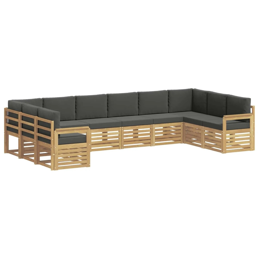 vidaXL Outdoor-Sofagarnitur 7-teilig aus Akazienholz in Anthrazit und Weiß mit Polsterkissen und Armlehnen - Bild 2