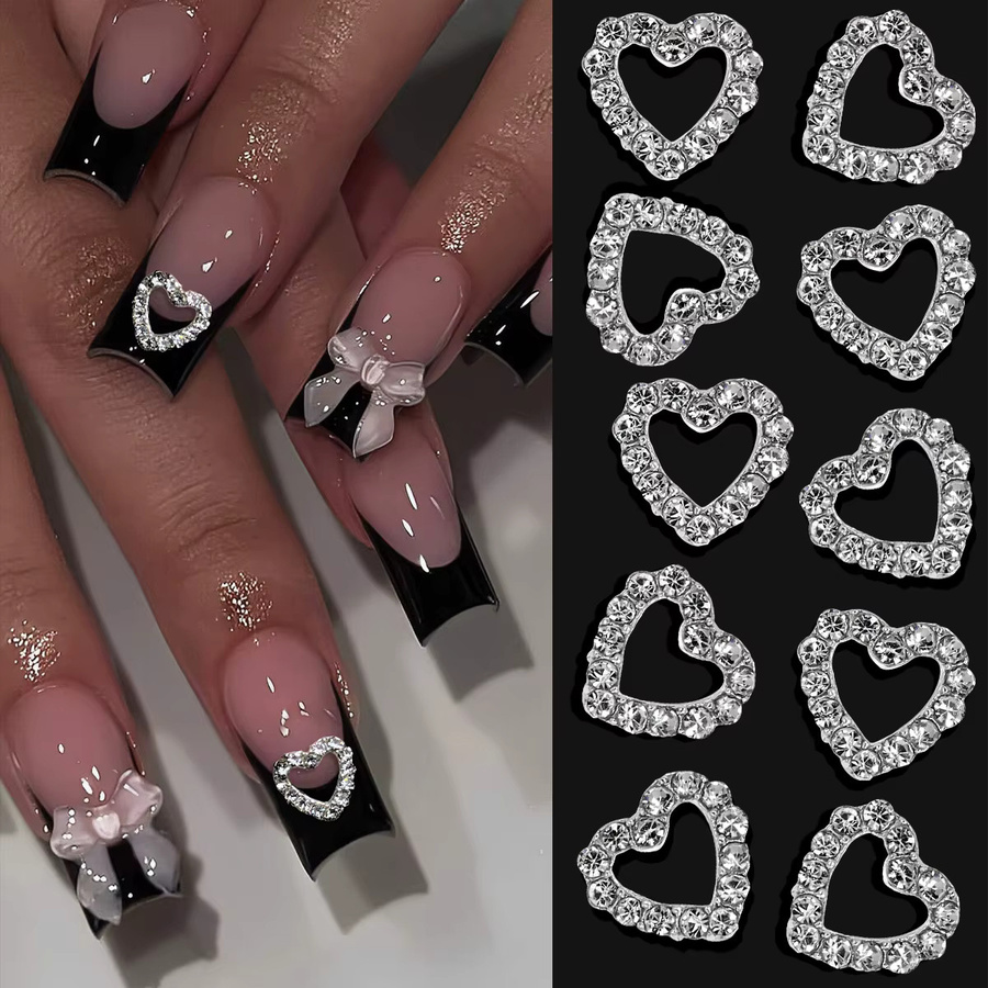 Misscheering Nail Art Charms, Herz Form, Silber, 10 Stück - Bild 3
