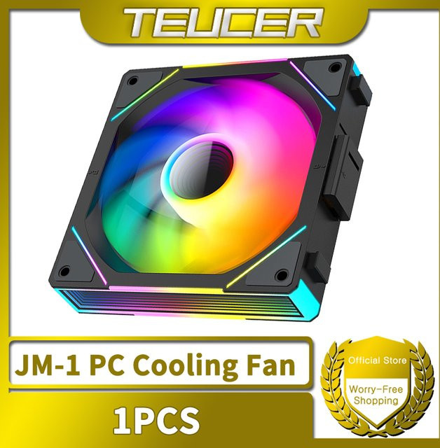 TEUCER JM-1 ARGB Lüfter mit Spiegel-Zyklus-Lichteffekt, PWM, 800-2000RPM, Weiß/Multicolor - Bild 1