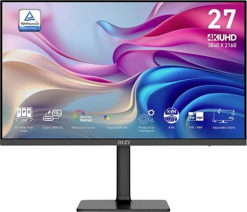 MSI MODERN MD272UPHGDE LED-Monitor 27 Zoll 4K UHD IPS Display in Schwarz mit DisplayPort, HDMI und USB-C - Bild 1