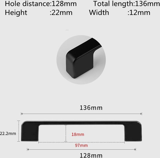 KK&FING Moderner Möbelgriff aus Aluminium in Schwarz Matt für Küchenmöbel und Kommoden - Bild 1
