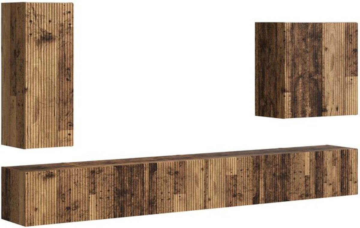 6er Set Wandregal aus Holz im Landhaus und Industrial Stil von vidaXL in Braun - Bild 1