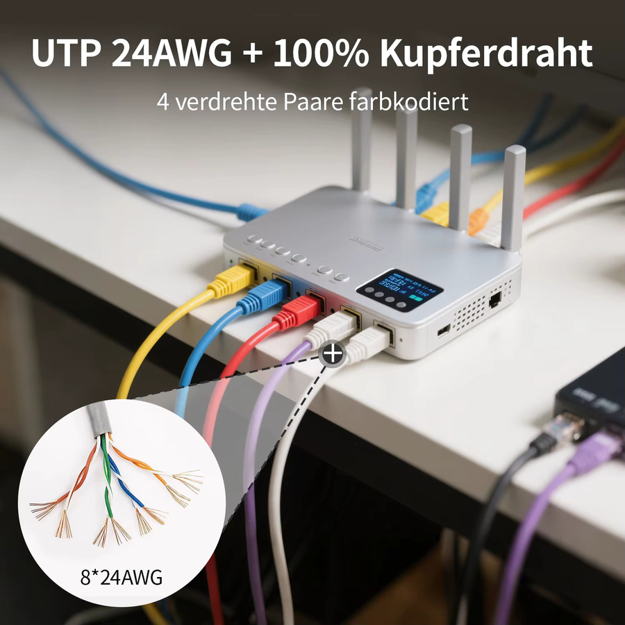 DBcable Cat6 Ethernet LAN Patchkabel mit RJ45-Stecker, Blau - Bild 5