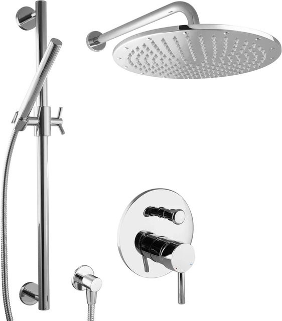 PaulGurkes Duschsystem Unterputz Komplettset mit Regendusche, Duschstange und Handbrause in Chrom - Bild 1