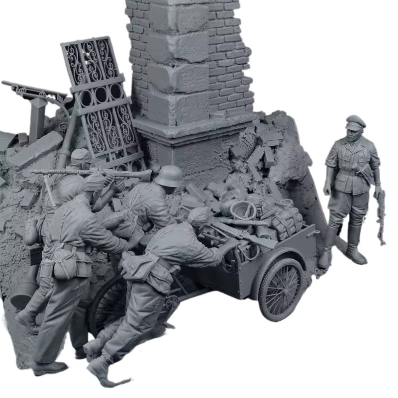 LISM Harzfiguren-Montagemodellbausatz, 5 Soldaten und Zubehör, 1/35 - Bild 3