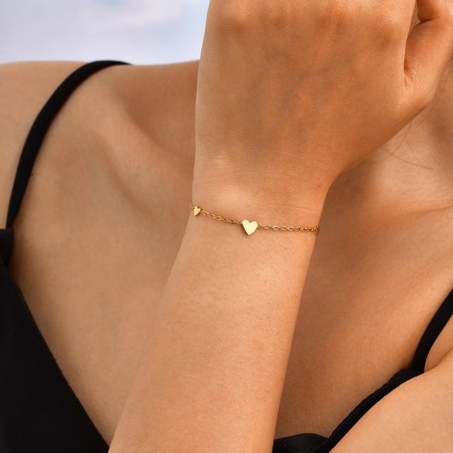 prjewel Herz-Charm-Armband, vergoldetes Edelstahl, Gold, Damen - Bild 1