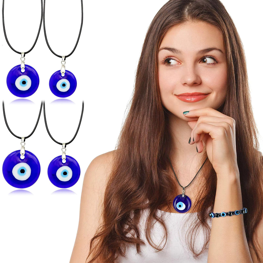 RechicGu Halskette, blaues Auge, Glas, Leder, Damen - Bild 4