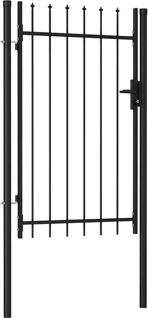 vidaXL Zauntor Einzelflügel aus Stahl mit Speerspitzen, Schwarz, B: 100 cm, H: 150 cm - Bild 1