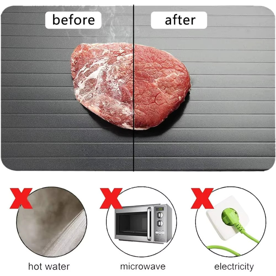 FEB.WIND Aluminium Auftautablett in Silber, rechteckiges Auftauplateau für Fleisch, Fisch und Gemüse - Bild 2