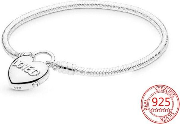 Sicherheitsarmband 925 Silber, Herzförmige Schnalle, Unisex, 20cm - Bild 1