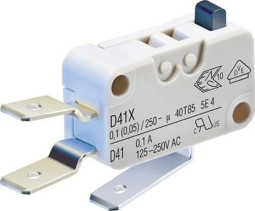 ZF Mikroschalter D419-V3AA, 250 V/AC, 0.1A, 1 x Ein/(Ein) tastend, Weiß - Bild 1