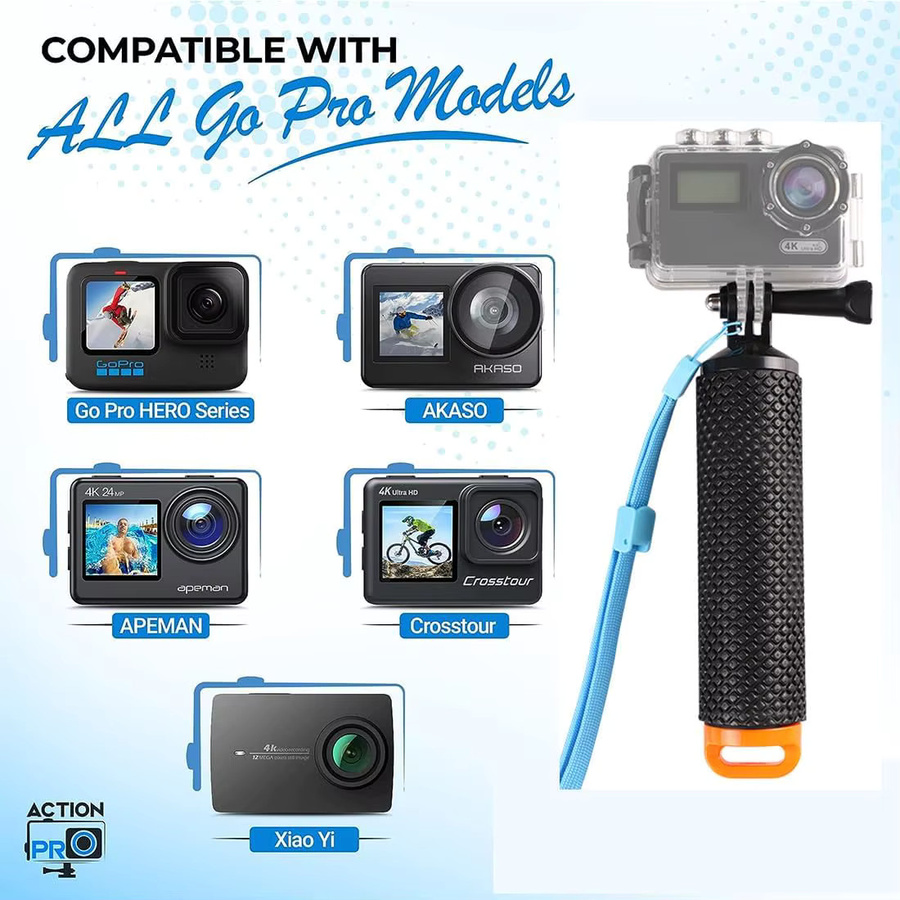 Wasserdichter Handheld Unterwasser-Sport-Selfie-Stick Monopod mit Schwimmfunktion und Stativhalterung für HD Geekpro in Schwarz und Gelb - Bild 6