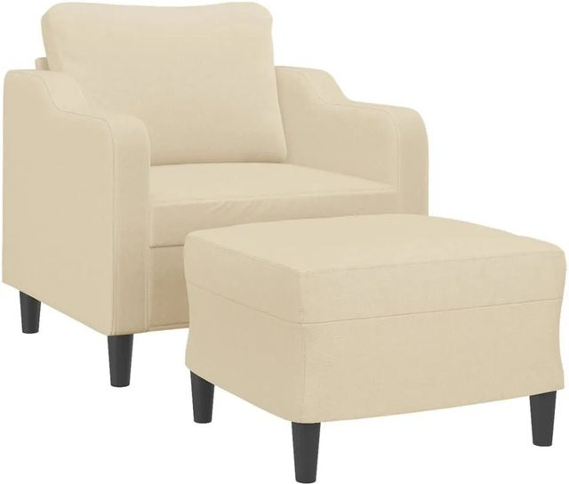 vidaXL Sessel mit Hocker in Beige aus Stoff mit Armlehnen und modernem Design - Bild 1