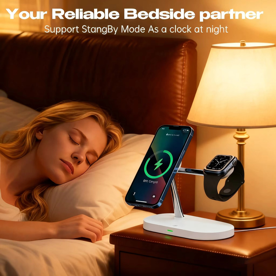 TIMESS 3-in-1 kabellose Ladestation für iPhone und iWatch in Schwarz oder Weiß - Bild 2