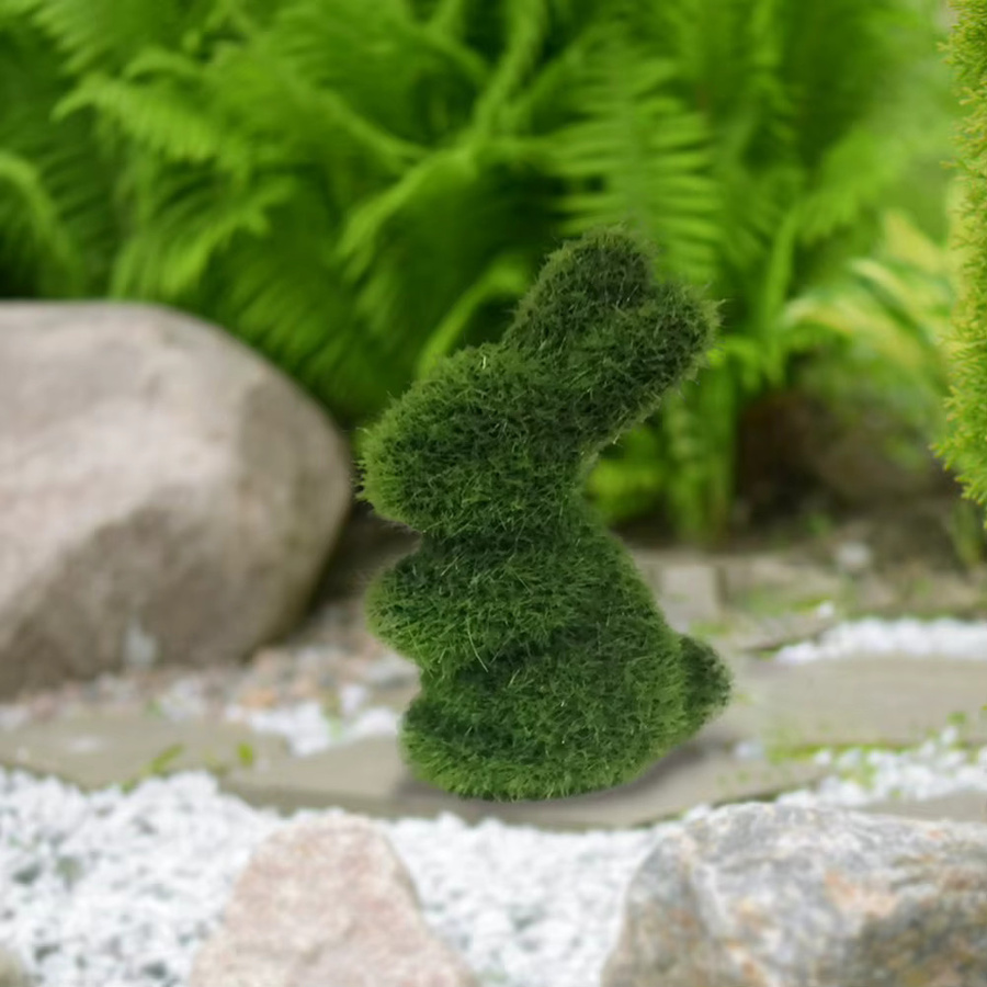 Alloet Osterhase als Dekoration mit Moos-Simulation und Beflockung in Grün - Bild 4