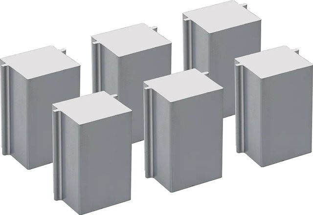Abstandshalter für WPC-Steckzaunsystem aus Aluminium in Silber, 6 Stück, B/T/H: 4,0 x 2,7 x 2,0 cm - Bild 1