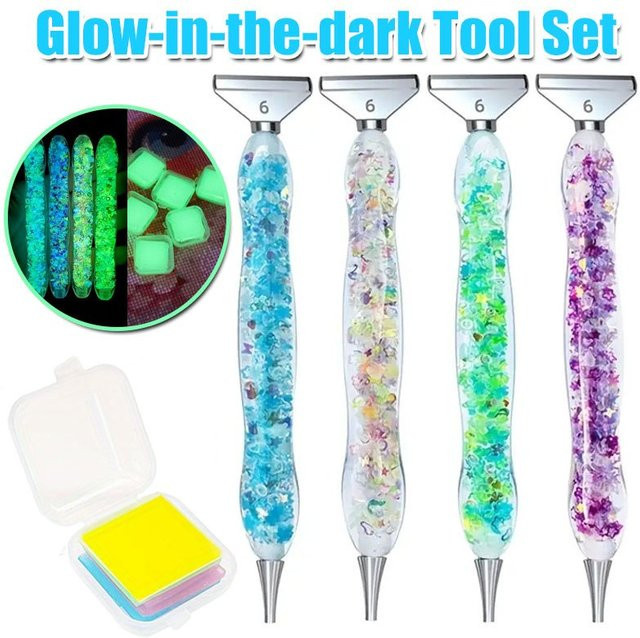Leuchtender Diamantmalstift aus Harz mit 6 Spitzen in Multicolor und Blau für deine Diamantkunst-Werkzeuge - Bild 1