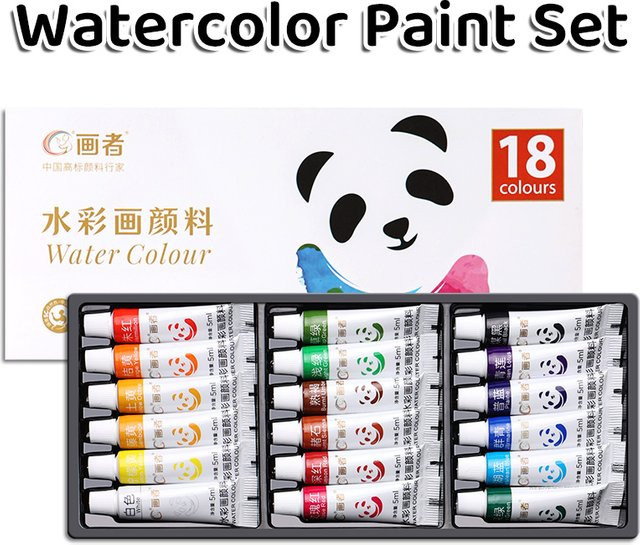 Aquarellfarben-Set mit 18 Farben in Röhrchen, Multicolor, 5 ml pro Tube - Bild 1