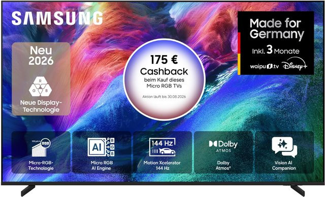 Samsung Vision AI Smart TV 65 Zoll Micro RGB 4K Ultra HD LED Fernseher Schwarz - Bild 1