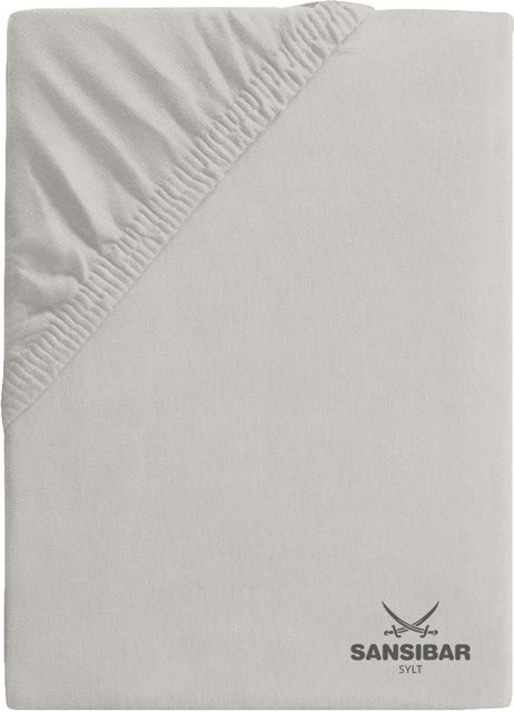 Spannbettlaken SANSIBAR Jersey aus Baumwolle, B/T: 180 x 200 cm, Grau oder Weiß - Bild 1