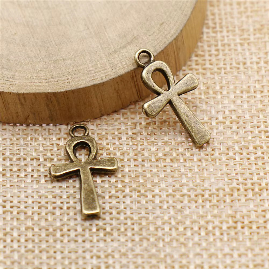 IFOCUS Charme Ankh Kreuz, Metall Legierung, Gold, Unisex - Bild 1