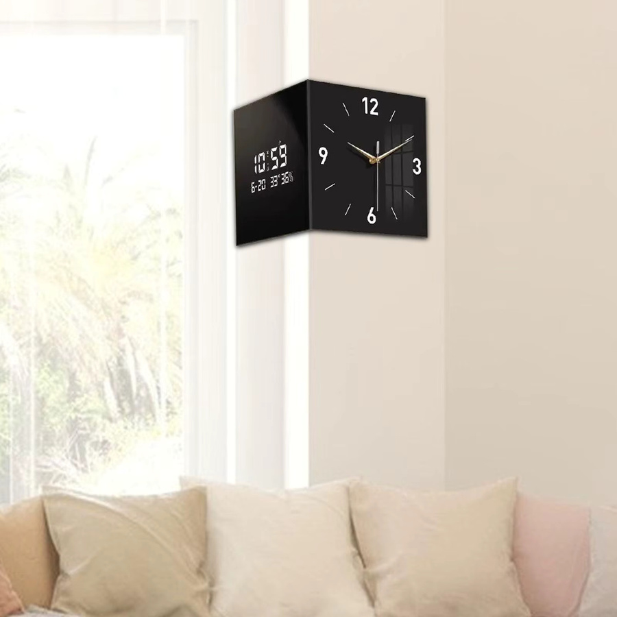 MagiDeal Eck-Digitaluhr in Pure White mit Datums- und Wochenanzeige zur Wandmontage - Bild 2