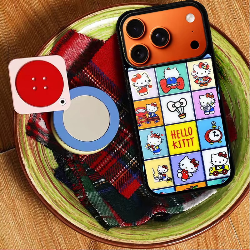 Sanrio Hello Kitty Handyhülle im Korea INS Stil für iPhone, stoßfest, schwarz/mehrfarbig - Bild 2