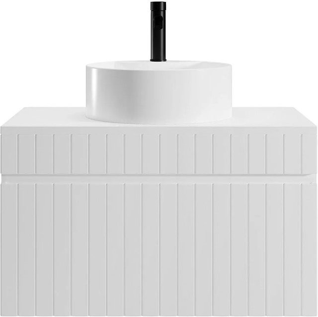 Vente-unique Einzelwaschtisch Satara in Weiß mit Streifenoptik, Breite: 80 cm - Bild 1