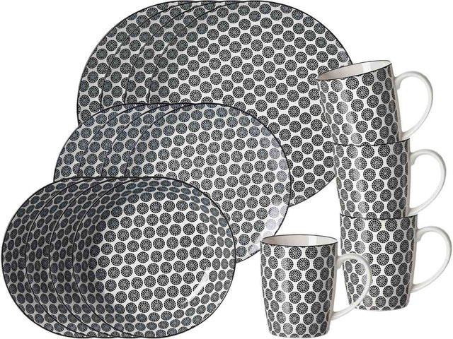 Ritzenhoff & Breker Kombiservice Takeo Circles in Weiß, 16er Set mit geometrischem Design - Bild 1