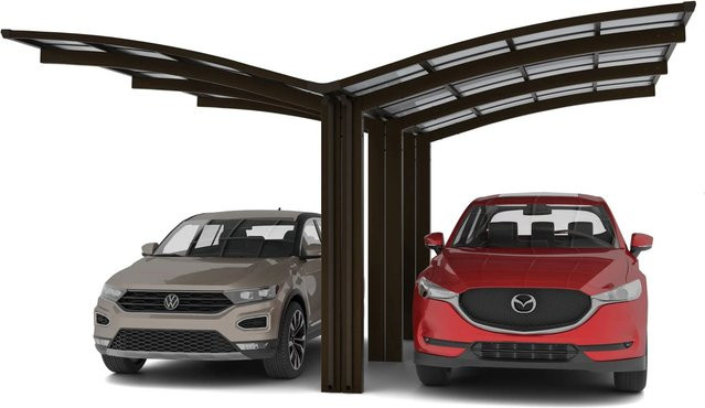 Ximax Doppelcarport Portoforte-110 Y-Ausführung in Braun mit Regenrinne, Breite: 543 cm, Tiefe: 495,4 cm - Bild 1