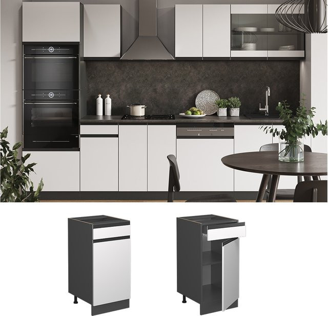 Vicco Küchenunterschrank R-Line J-Shape in Anthrazit und Weiß, Breite: 40 cm - Bild 1