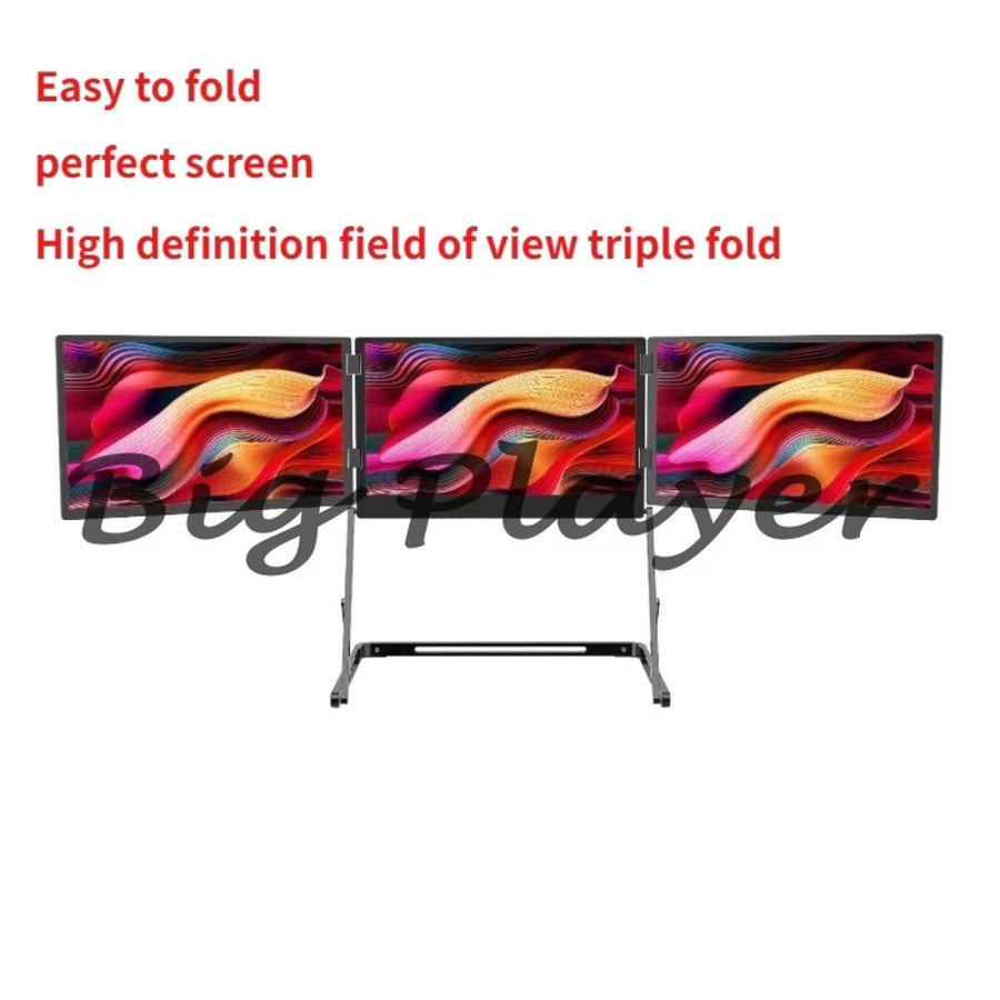 TriCreate Tragbarer zusammenklappbarer Dreifachbildschirm-Monitor 15,6 Zoll FHD 100 % sRGB Schwarz - Bild 2