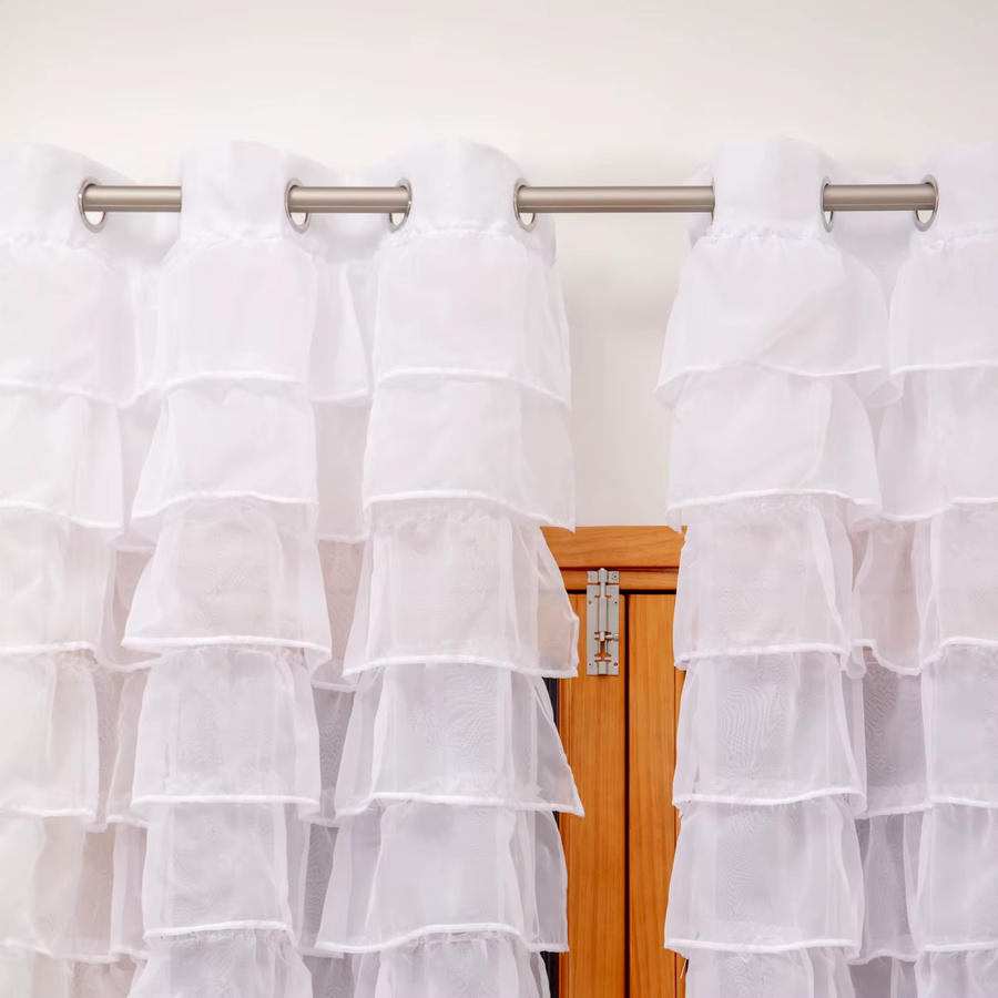 2er-Set FLYINGCURTAINS Rüschen-Vorhänge mit Ösen für den Außenbereich, semi-transparent, Weiß, B/H: 145 x 160 cm - Bild 2
