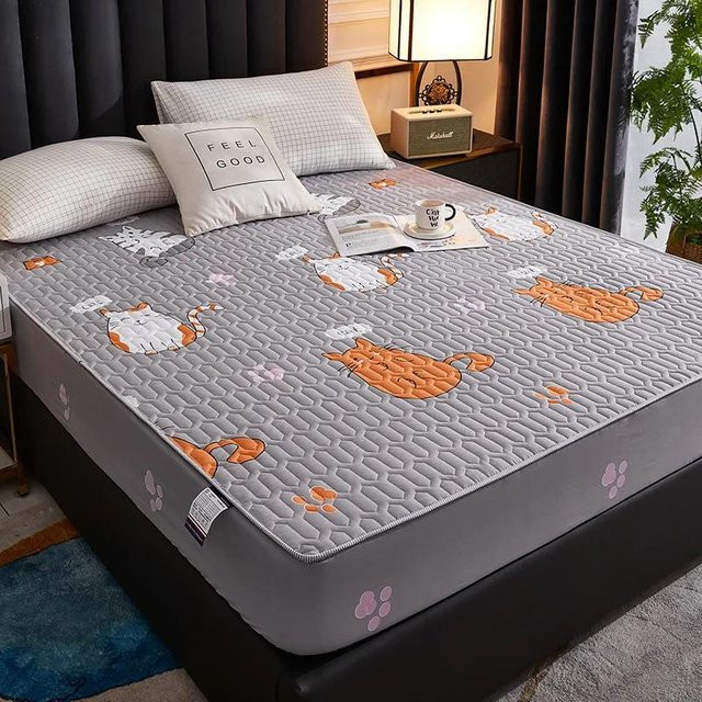 Wasserdichter Matratzenschoner aus Polyester in Grau, atmungsaktiv und milbensicher, Spannbettlaken B/T/H: 150 x 200 x 30 cm - Bild 1