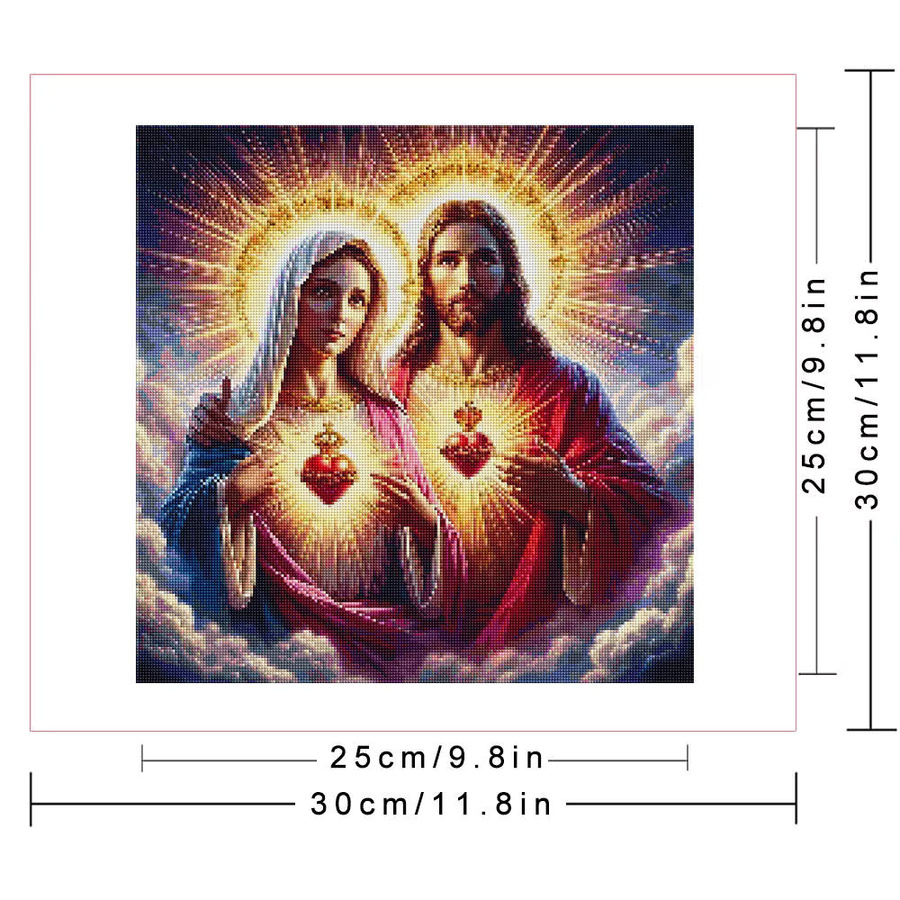 Huacan Diamant-Gemälde Frauen-Portrait als rundes Diamant-Mosaik zur Wanddekoration, Durchmesser: 30 cm - Bild 2