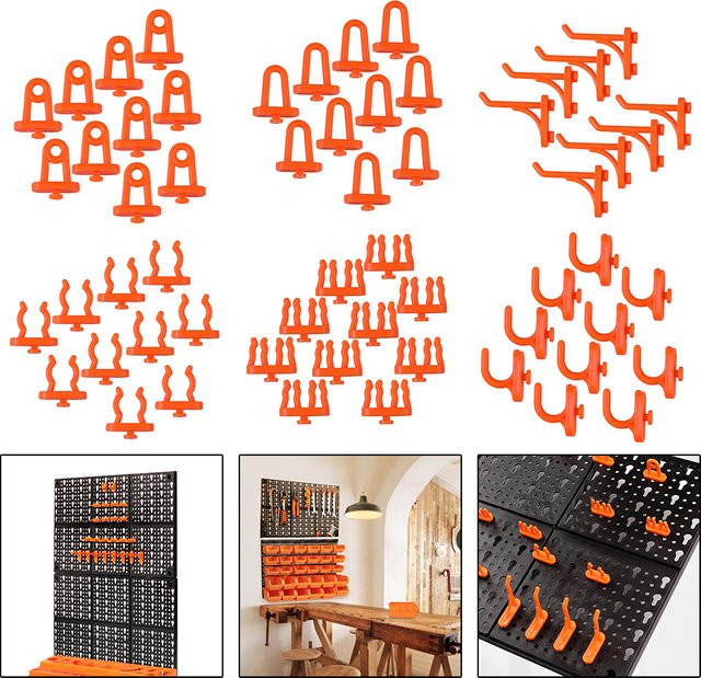 10 Stück VIBRATITE Werkzeugtafel-Haken aus ABS-Kunststoff für die Lochplatte zur Wandmontage, Orange - Bild 1