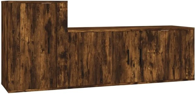 vidaXL 2-teiliges TV-Schrank-Set aus Holzwerkstoff in Räuchereiche, Braun, Wandmontage, B/H/T: 100 x 40 x 34,5 cm und 40 x 60 x 34,5 cm - Bild 1