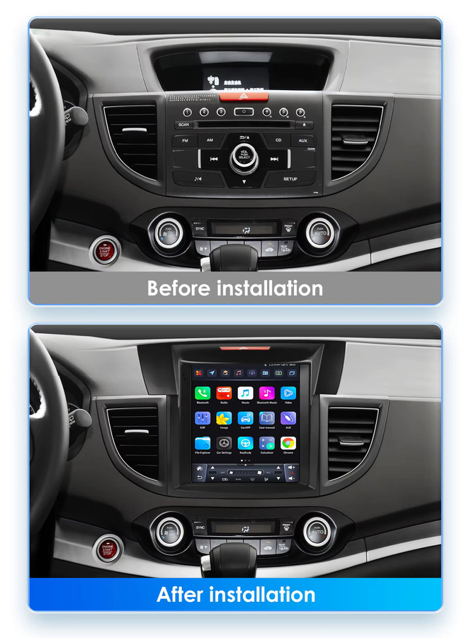 Hizpo Android Autoradio für Honda CRV CR-V 2012–2016 mit 9,7 Zoll Tesla Style Vertikalbildschirm, GPS, 4G und Bluetooth in Schwarz - Bild 2